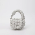 Quilted light gray crossbody bag with a cloud texture and padded handle in a mini design - Gray