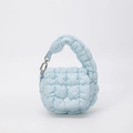 Chic light blue quilted mini cloud crossbody bag with soft padded handle and silver clasp - Blue