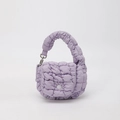 Light purple quilted mini crossbody bag with padded handle and white button closure - Purple