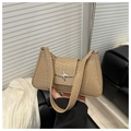 Khaki faux crocodile leather underarm bag with a stylish silver star-shaped metal buckle - Khaki