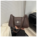 Dark brown underarm bag with crocodile texture and silver star ornament for women - Dark Brown