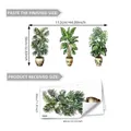 Detail showing tropical potted plant wall sticker dimensions and layout of 3 sheets - Tropical Potted Plants Style (M18078)