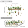 Green potted plant wall decals on shelf with butterflies for living room decoration - Butterfly Plant Shelf Style (M18080)