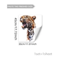 Detailed roaring leopard animal wall sticker with waterproof texture and size markings - Roaring Leopard Style (C20055)
