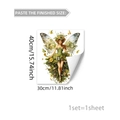 Detailed size chart for the cute forest fairy window sticker measuring 30cm x 40cm - Green Leaf Fairy Style (C20058)