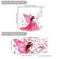 Adesivo murale con fata e farfalle dei cartoni animati, set da 78x74cm per cameretta - Fata Farfalla Rosa (M16632) / 30*60cm*2 Fogli