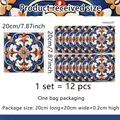 Set of 12 mandala pattern tile stickers in 20cm x 20cm size for kitchen wall decor - Blue Yellow Mandala Style (ACZ20060)