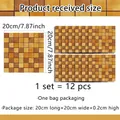 Detail view of vintage marble pattern mosaic wall stickers in 20x20cm size with 12 pieces - Brown Yellow Mosaic Style (ACZ20065)