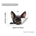 Detail van een creatieve zwarte kattenkop statische raamsticker, maat 30x40 cm - 3D Realistische Zwarte Kat Gluur Stijl