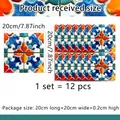 Detail of 20x20cm vintage marble pattern tile stickers with 12 pieces per set - Mexican Art Tile Style (ACZ20068)