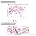 Stickers muraux avec cages à oiseaux et cerisiers roses avec guide de tailles - Lot de 3 pièces (30x90cm)