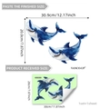 Luminous watercolor shark wall decals showing application size and packaging layout - Watercolor Shark Set (YCG15504)