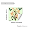 Luminous wall sticker showing lily flower and butterfly design with 30x30cm dimensions - Lily Flower Style (YCG20096)