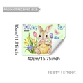 Detailed view of luminous Easter bunny wall sticker with colorful eggs and tulips - Easter Bunny Style (YCG20097)