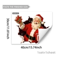 Sticker mural Père Noël 3D avec boîte cadeau pour décoration murale de Noël - Père Noël avec Boîte Cadeau Style (B20090)