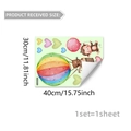 Detailed dimensions of monkey and bear wall stickers with 30x40cm size chart guide - Hot Air Balloon Monkey Style (YCG20098)