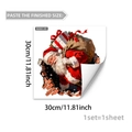 30x30cm Weihnachts-Wandtattoo mit 3D-Effekt: Weihnachtsmann blickt hinter einer Wand hervor - Weihnachtsmann mit Sack Geschenke Stil (B20091)