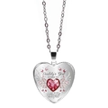 Colgante de corazón plateado con piedra de nacimiento roja y alas de ángel para hija - Rojo