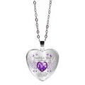 Collar corazón Daddy's Girl plateado con alas púrpuras y piedra natalicia - Morado