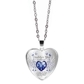 Collier cœur avec pierre de naissance bleue, ailes d'ange et gravure Daddy's Girl en argent - Bleu Saphir