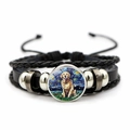 Starry Night leren armband met Golden Retriever kunst en gevlochten bandjes - Golden Retriever Patroon (JY008391-3)