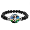 Zwarte kralenarmband met Van Gogh Sterrennacht corgi kunst hanger bedeltje - Puppy (JY008395-2)