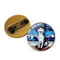 Husky-Anstecknadel im Van Gogh-Stil der Sternennacht mit Bronze-Metallrückseite - Husky-Muster (JY008392-4)