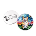 Spilla rotonda Husky artistica con motivo stile pittura a olio Notte Stellata - Jy008393-1
