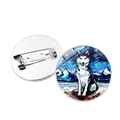 Spilla cane husky stile Van Gogh Notte Stellata vista fronte e retro - Motivo Husky