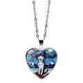 Starry Night heart necklace featuring a husky dog design with a silver chain - Husky Style (JY008405-4)