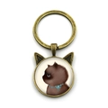 Llavero vintage de gatito en bronce con colgante de orejas de gato e ilustración linda - Perfil Lateral de Gatito Marrón (YSK3093-5)