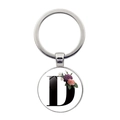 Llavero personalizado con letra D y diseño floral con acabado pulido - Estilo Letra D (JY008388-D)