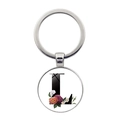 Porte-clés lettre L en argent avec motif floral rouge et blanc sur pendentif en verre - Style Lettre L (JY008388-L)