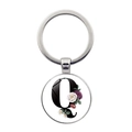 Porte-clés argenté avec lettre Q et motif floral délicat sur pendentif en verre - Style Lettre Q (JY008388-Q)