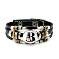 Pulsera de cuero retro multicapa con cuenta de vidrio letra B floral y dijes estilo punk - Estilo Letra B (JY008386-B)