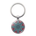 Mandala-Schlüsselanhänger mit rot-blauem geometrischem Muster auf Silberanhänger - Rot Cyan Blau Symmetrisches Mandala (JY00060-6)