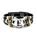 Bohemian multilayer leather bracelet with letter E glass charm and floral pattern - Letter E Style (JY008386-E)