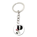 Personalisierter Schlüsselanhänger mit Silberring und Blumenmuster-Buchstabe P - Buchstabe P (JY008389-P)