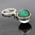 Μπρελόκ Viking Vegvisir με μπλε γυάλινη σφαίρα και μενταγιόν πυξίδα με ρούνους - Στυλ Κυανό Vegvisir (JY008471-3)