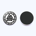 30mm Kristallglas Kühlschrankmagnet mit schwarzem Valknut Symbol und Magnetrückseite - Schwarz-Weiß Valknut Symbol Stil (JY008474-5)