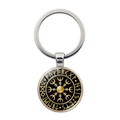 Silver Viking Valknut keychain with Vegvisir compass and Elder Futhark runes design - Gold and Black Valknut Style (JY008463-2)