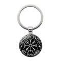 Silver Viking Vegvisir compass keychain with Northside Tattoo engraving detail - Northside Tattoo B&W Vegvisir Style (JY008463-4)
