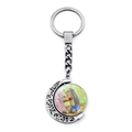 Porte-clés hérisson jouant du violon avec pendentif lune rotatif en argent - Style de Performance Concentré (JY008501-3)