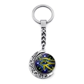 Auge des Horus Schlüsselanhänger mit blauem Glasauge und rotierendem Mond-Design - Auge des Horus Muster (JY008520-1)