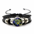 Bracelet en cuir tressé pour homme avec charme Œil d'Horus et perles en verre - Style Œil d'Horus (JY008519-1)