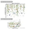 Set van 6 statische raamstickers met bloemen en vogels, totale afmeting van 88x56cm - Bloementakken En Vogels Stijl (D13539)