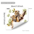 Tiger cubs on tree branch wall sticker for home decor 30x30cm self-adhesive vinyl - 30x30cm
