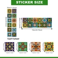 Set di 12 adesivi per piastrelle mandala colorati con lamina d'oro per decorazione - Stile con Motivo Composito Mandala (BA11002) / 30*90cm / Set da 12