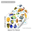 Creative watercolor tropical fish wall stickers set including four 30x40cm PVC sheets - Tropical Fish Style (MS15012)