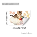 Watercolour tabby kitten on cloud wall sticker with dimensions 30x40cm for home decor - Cat Playing with Yarn on Cloud (YCL20042) / 30x40cm